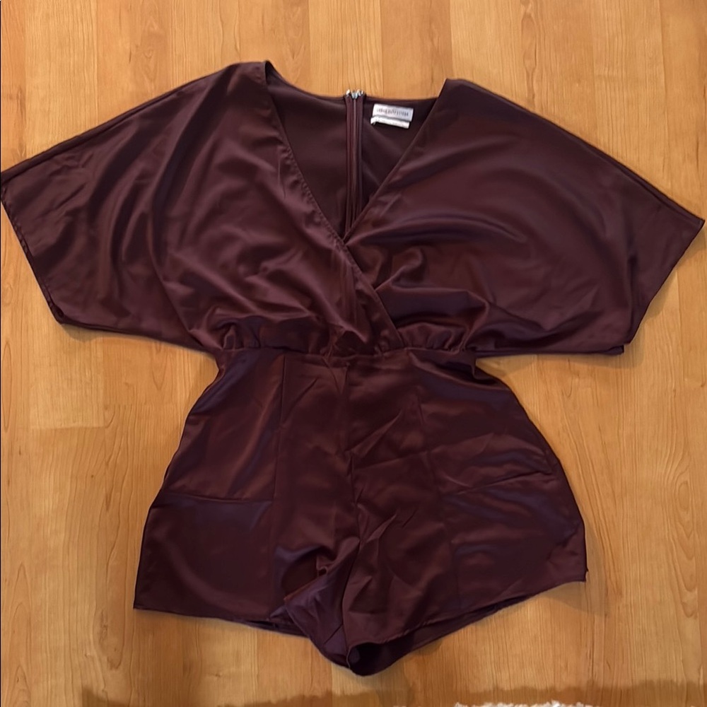 Urban Outfitters Burgundy Silky Romper
